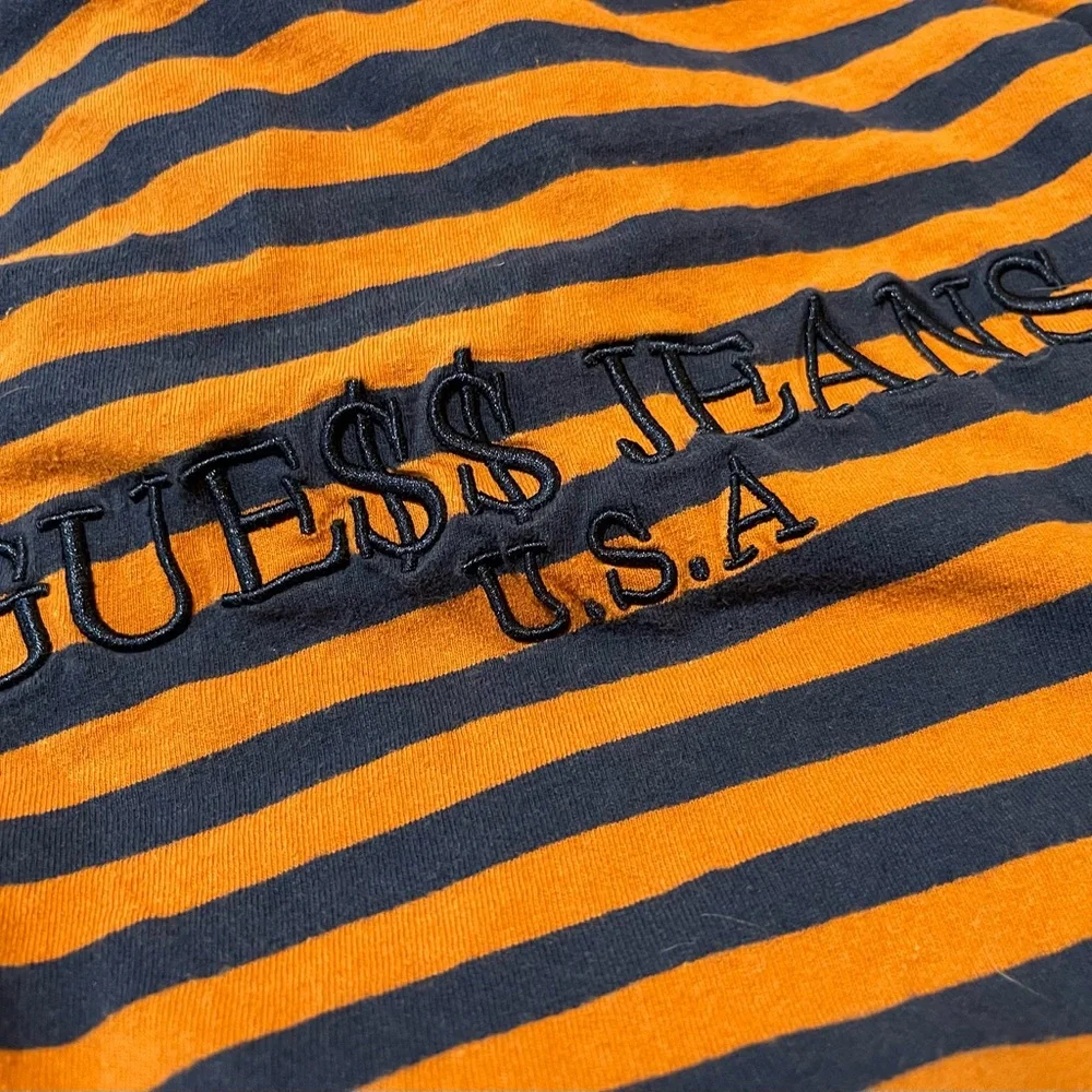 GUESS Orange and Navy Striped Short-Sleeve Tee - Picture 2 of 3
